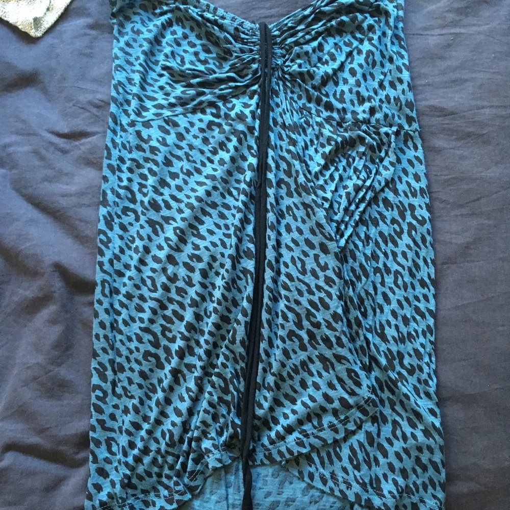 Blue leopard-print mini dress
